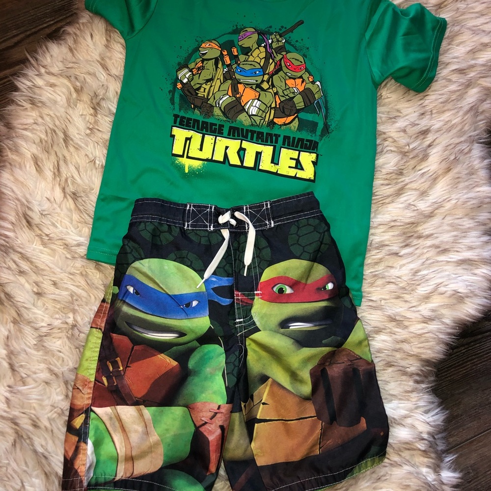 Boys NINJA TURTLE swim set - Shirt & Shorts Small